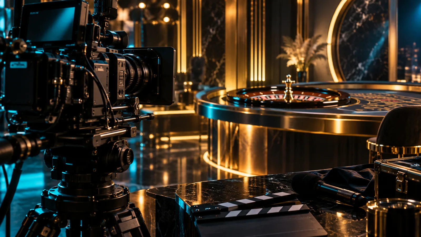 Casino kampanya prodüksiyonunu temsil eden kamera ve yayın sahnesi
